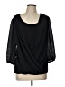 I.N. Studio 100% Polyester Black 3/4 Sleeve Blouse Size L - photo 1