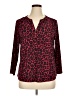 Anne Klein Animal Print Red Long Sleeve Blouse Size XL - photo 1