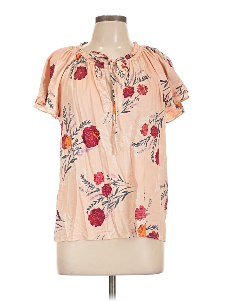 Pre-owned Candace Cameron Bure Short Sleeve Blouse In Pink