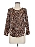 Always Indigo Animal Print Brown Long Sleeve Blouse Size M - photo 1