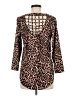 Always Indigo Animal Print Brown Long Sleeve Blouse Size M - photo 2