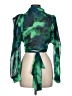 Shein 100% Polyester Green 3/4 Sleeve Blouse Size L - photo 2
