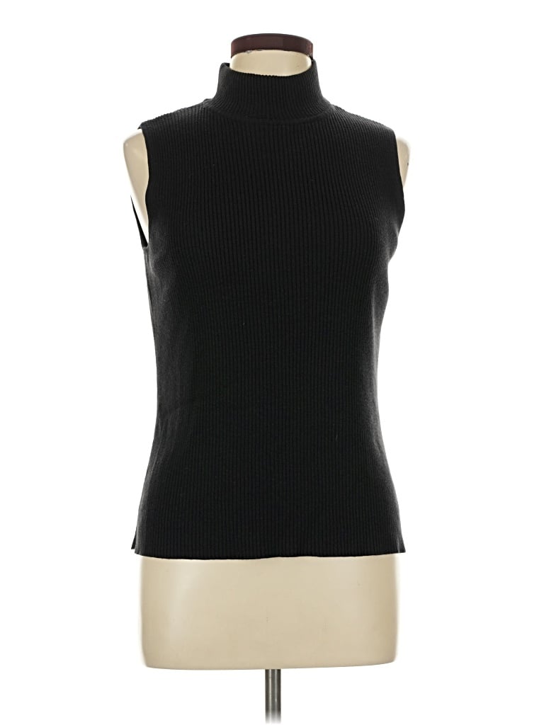Pre-owned Croft & Barrow Sleeveless Top Black Turtleneck Tops