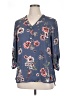 Maurices 100% Polyester Floral Blue 3/4 Sleeve Blouse Size XL - photo 1