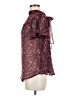Lily White 100% Polyester Floral Burgundy Short Sleeve Blouse Size M - photo 5