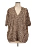 Jodifl 100% Polyester Animal Print Brown Short Sleeve Blouse Size L - photo 1