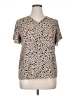 Unbranded Animal Print Tan Short Sleeve Blouse Size XL - photo 1