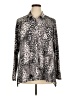H By Halston Animal Print Silver Long Sleeve Blouse Size XL - photo 1