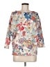 Assorted Brands 100% Cotton Floral Ivory Blue 3/4 Sleeve Blouse Size M - photo 1