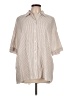 Max Studio Stripes Tan 3/4 Sleeve Button-Down Shirt Size L - photo 1