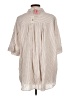Max Studio Stripes Tan 3/4 Sleeve Button-Down Shirt Size L - photo 2
