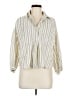 Max Studio 100% Cotton Stripes Ivory 3/4 Sleeve Button-Down Shirt Size M - photo 1