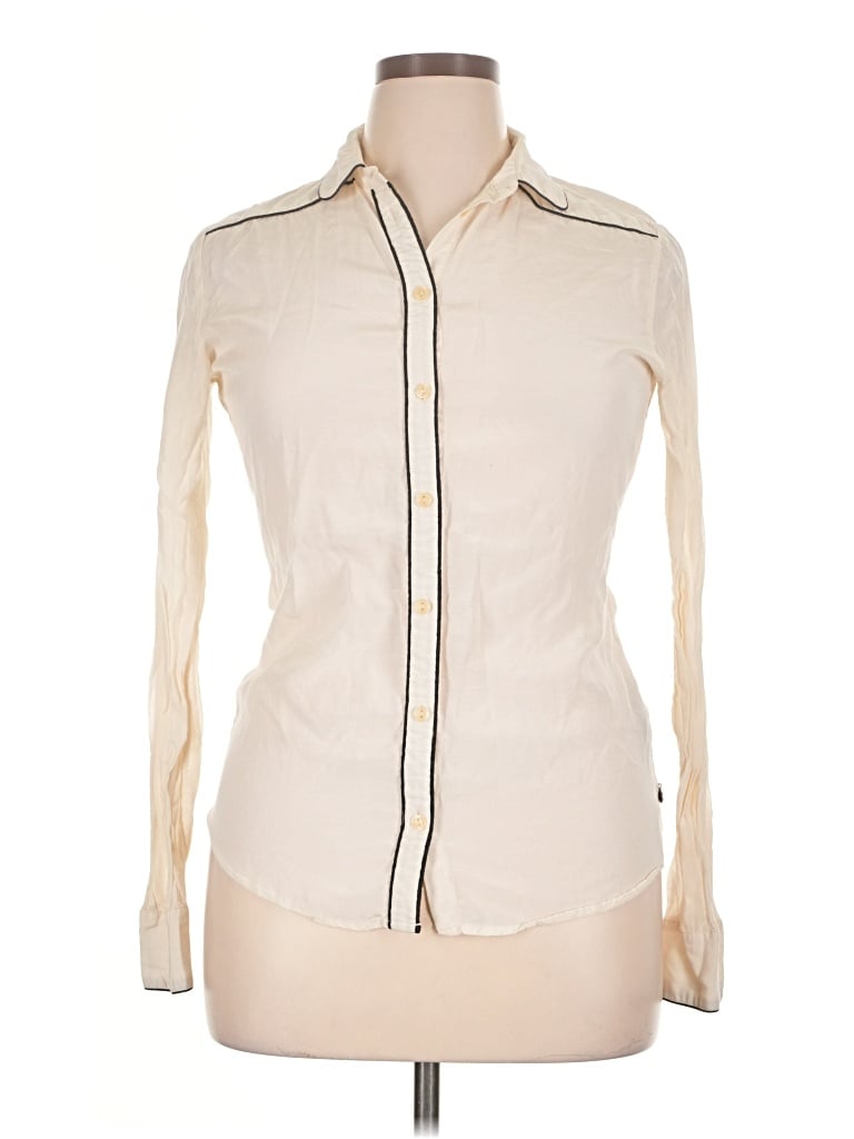 Pre-owned Maison Scotch Long Sleeve Blouse In Ivory
