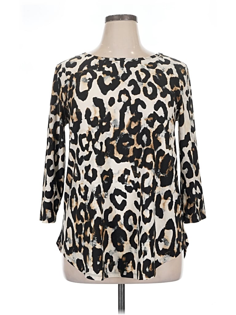 Pre-owned Karen Kane 3/4 Sleeve T-shirt In Ivory