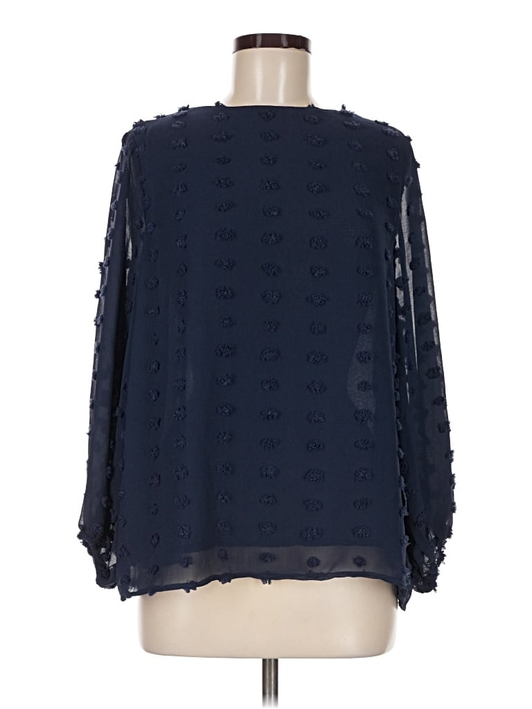 Pre-owned Ophelia Roe Long Sleeve Blouse In Blue