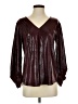 Adrienne Metallic Burgundy Long Sleeve Blouse Size S - photo 1