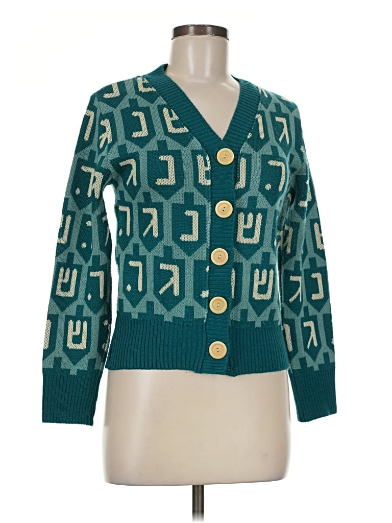 Pre-owned Assorted Brands Cardigan Sweater In Teal