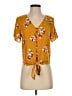 Urban Romantics 100% Rayon Yellow Short Sleeve Blouse Size S - photo 1