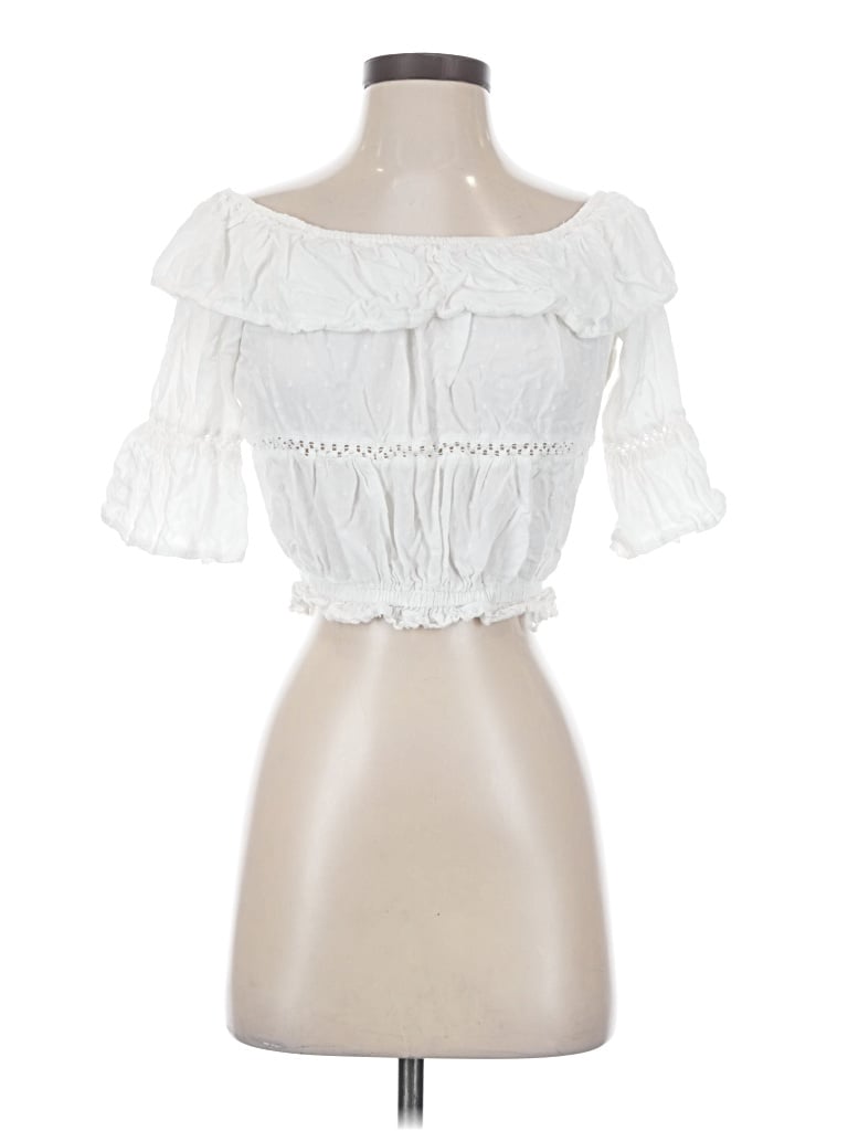 Pre-owned Forever 21 Short Sleeve Blouse In White