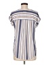 Flower & Feather Stripes Blue Short Sleeve Blouse Size M - photo 2
