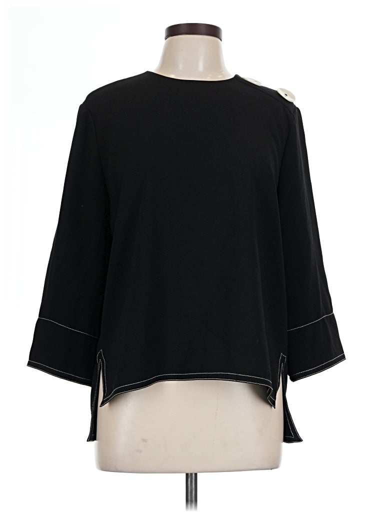 Pre-owned Zara 3/4 Sleeve Top Black Boatneck Tops