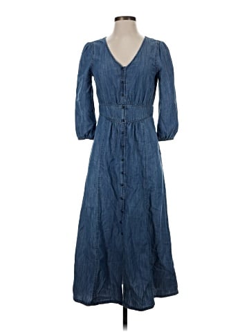 Madewell Denim Pieced-Waist Midi Dress in Mariden Wash (view 1)