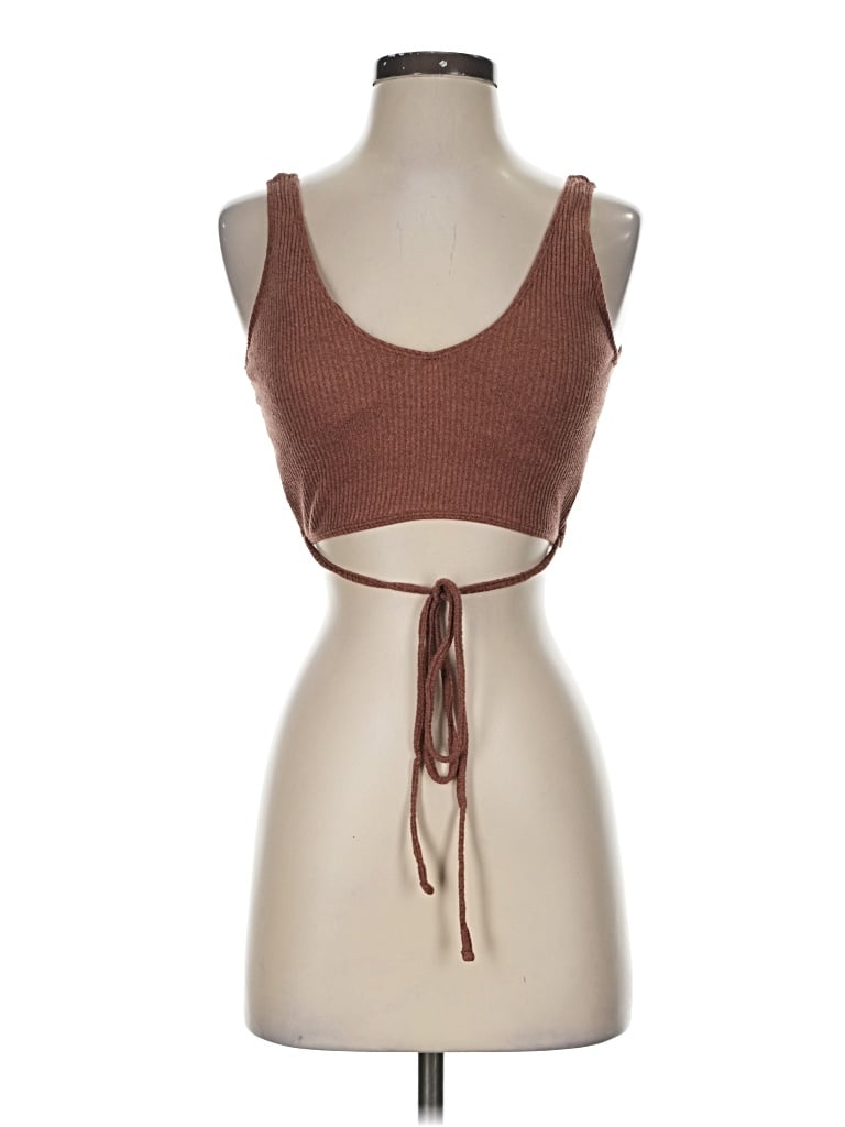 Pre-owned Gilly Hicks Tank Top Brown Halter Neckline Tops