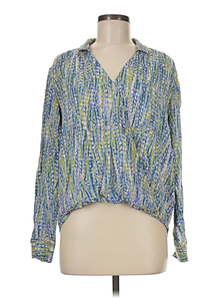 Pre-owned Pilcro Long Sleeve Blouse In Blue