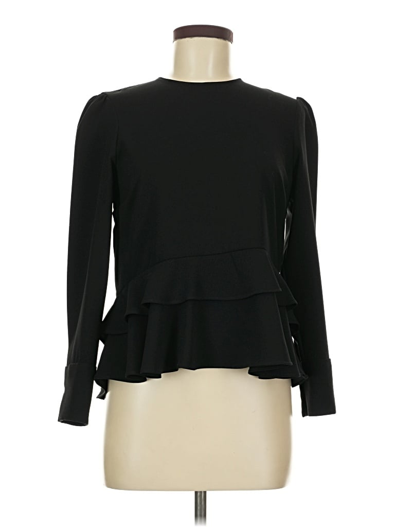 Pre-owned Zara Long Sleeve Top Black Mock Neckline Tops