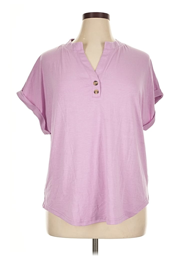 Pre-owned Anrabess Short Sleeve Henley Shirt In Purple