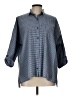 Zara Houndstooth Blue 3/4 Sleeve Button-Down Shirt Size L - photo 1