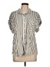 Alexander Jordan 100% Rayon Stripes Silver Short Sleeve Blouse Size L - photo 1