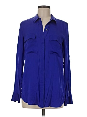 Theory Long Sleeve Silk Top (view 1)