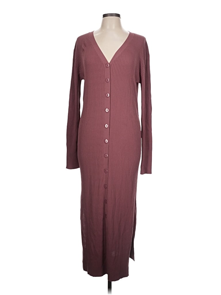 Pre-owned Line & Dot Casual Dress In Burgundy