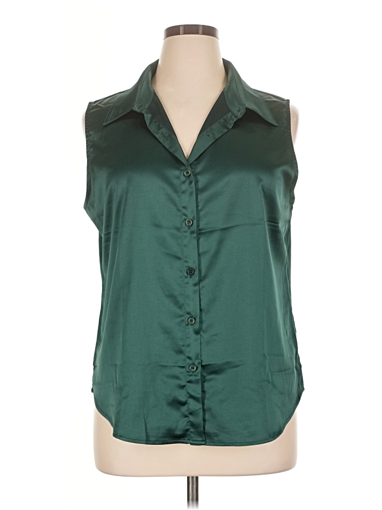 Pre-owned Assorted Brands Sleeveless Button Down Shirt In Green