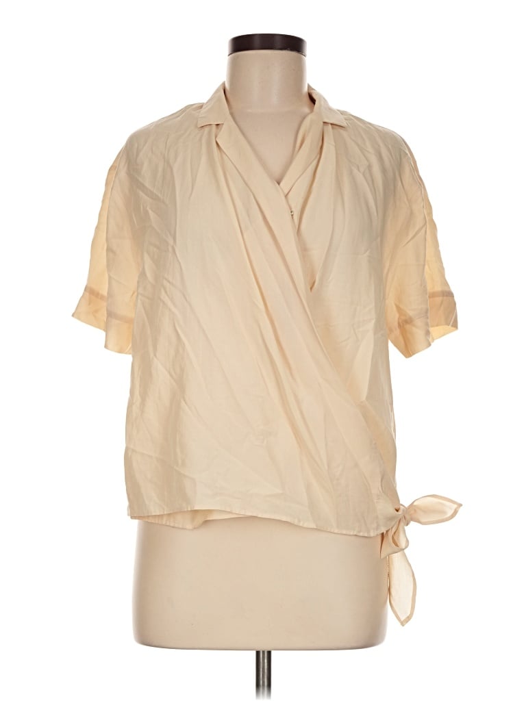 Pre-owned Unbranded Short Sleeve Blouse In Ivory