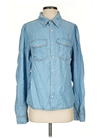 Aqua Long Sleeve Button-Down Shirt (view 1)