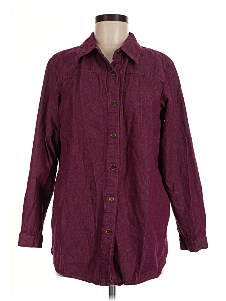 Pre-owned Joan Rivers Long Sleeve Button Down Shirt In Burgundy
