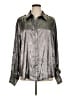 Karen Millen 100% Polyester Metallic Silver Long Sleeve Blouse Size 16 - photo 1