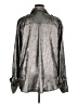 Karen Millen 100% Polyester Metallic Silver Long Sleeve Blouse Size 16 - photo 2