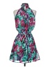 Aqua 100% Polyester Tropical Teal Cocktail Dress Size XS - photo 2
