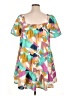 Joy Joy 100% Polyester Print Green Casual Dress Size XL - photo 2