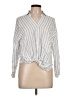 Love Tree 100% Rayon Stripes Ivory Long Sleeve Blouse Size L - photo 1