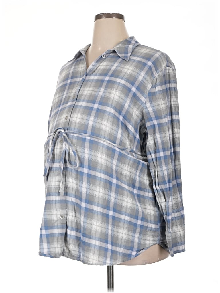 Pre-owned Gap - Maternity Long Sleeve Polo Shirt In Gray