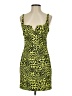 Likely 100% Polyester Animal Print Yellow Cocktail Dress Size 4 - photo 1