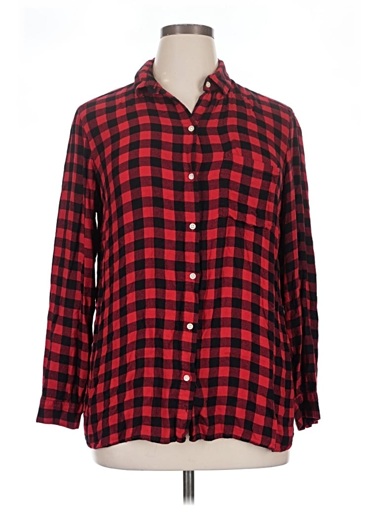 Pre-owned Old Navy Long Sleeve Button Down Shirt In Red