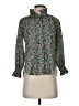 Tuckernuck 100% Polyester Floral Teal Long Sleeve Blouse Size XXS - photo 1