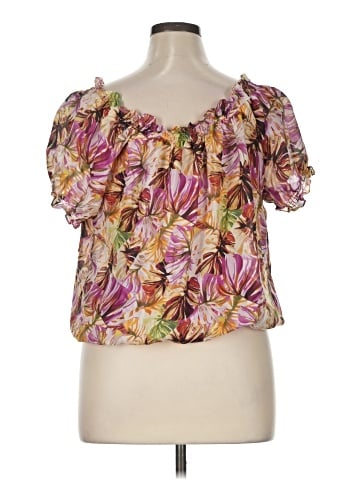 Lafayette 148 New York Short Sleeve Silk Top (view 2)