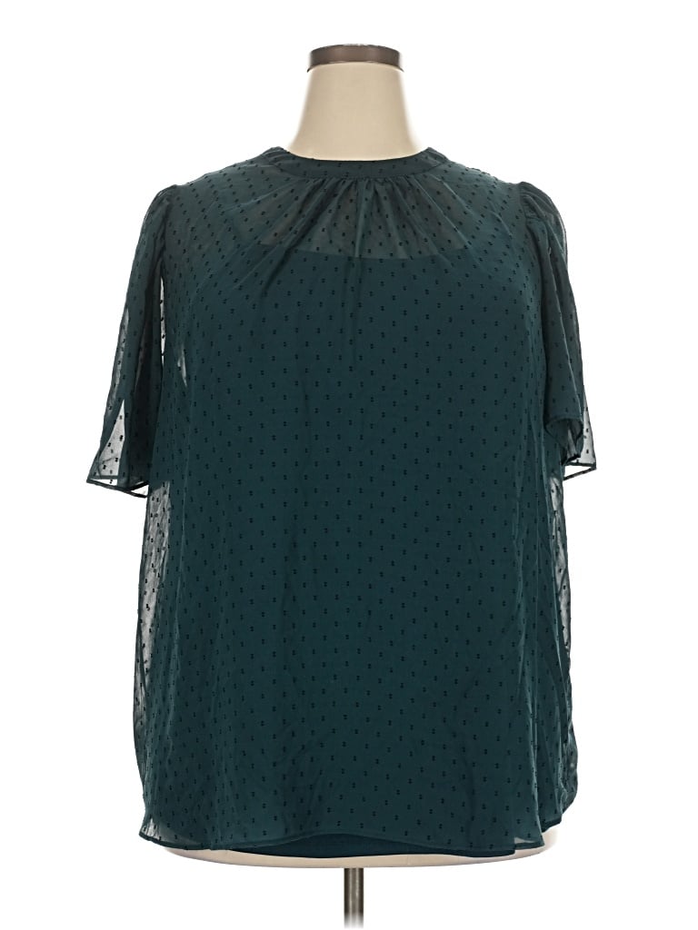 Pre-owned Ava & Viv 3/4 Sleeve Blouse In Teal