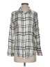 Korye 100% Rayon Plaid Ivory Long Sleeve Button-Down Shirt Size XS - photo 1